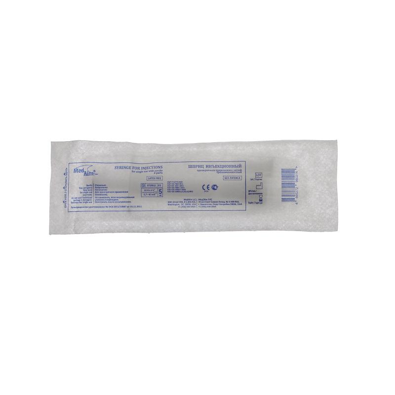 Шприц 3-комп. однораз. 5мл LS 22G(0,7х40) прил. 100шт/уп MedAim