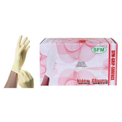 Перчатки латексные смотровые SFM Grip-Surface/ L 254 SC, Германия, 50 пар (100 штук), размер 6-7, S (малый)